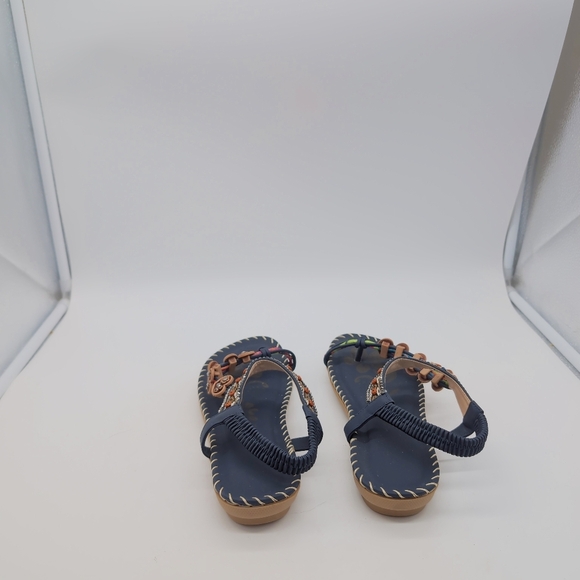 Embellished Navy Sandals Cool BOHO style Sz 6 - Picture 5 of 7